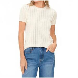 NEW SIX/FIFTY natasha cable knit top in ivory